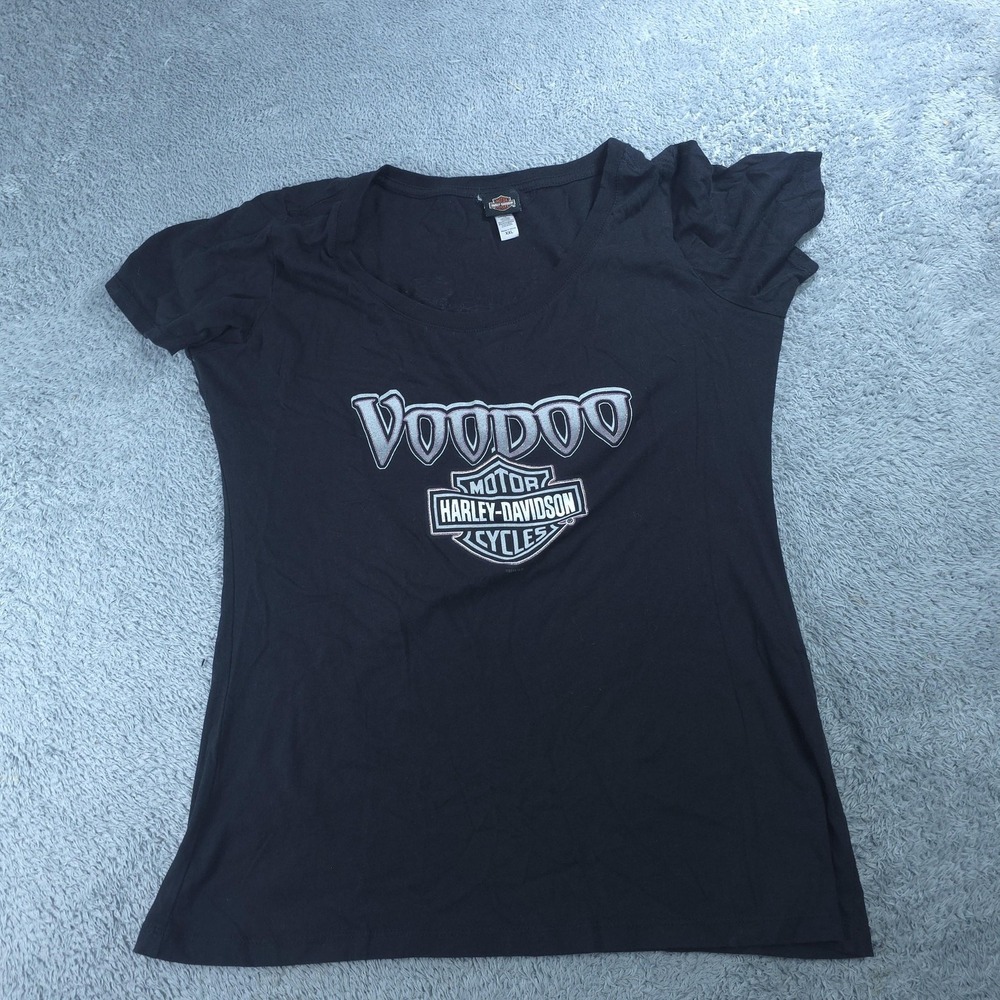 Harley Davidson Shirt Womens XXL Black Voodoo New Orleans Mardi Gras Skull